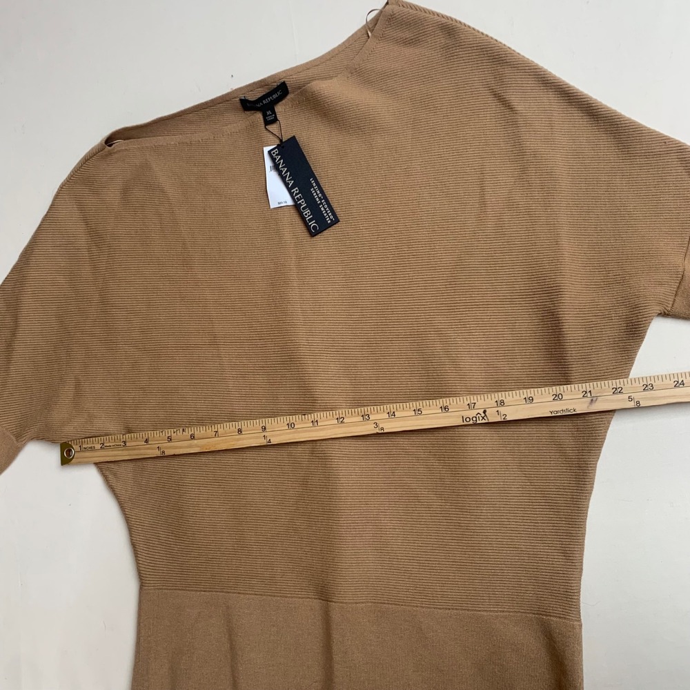 Banana Republic Serene Sweater XL Camel Brown Ribbed‎ Lenzing Ecovero NWT - Picture 4 of 7